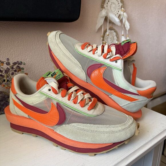 Nike LD Waffle Sacai CLOT Kiss of Death Net Orange Blaze Men's